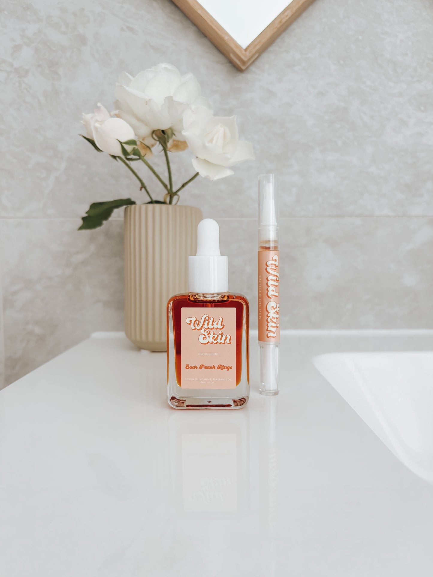Wild Skin Cuticle Oil Pen & Bottle Sour Peach Rings Lifestyle