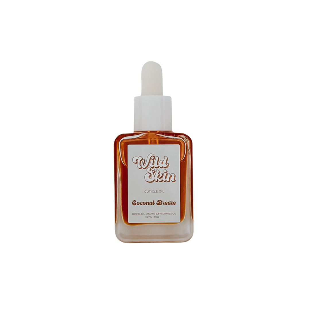 Wild Skin Cuticle Oil Dropper Bottle Coconut Breeze Clear Cut